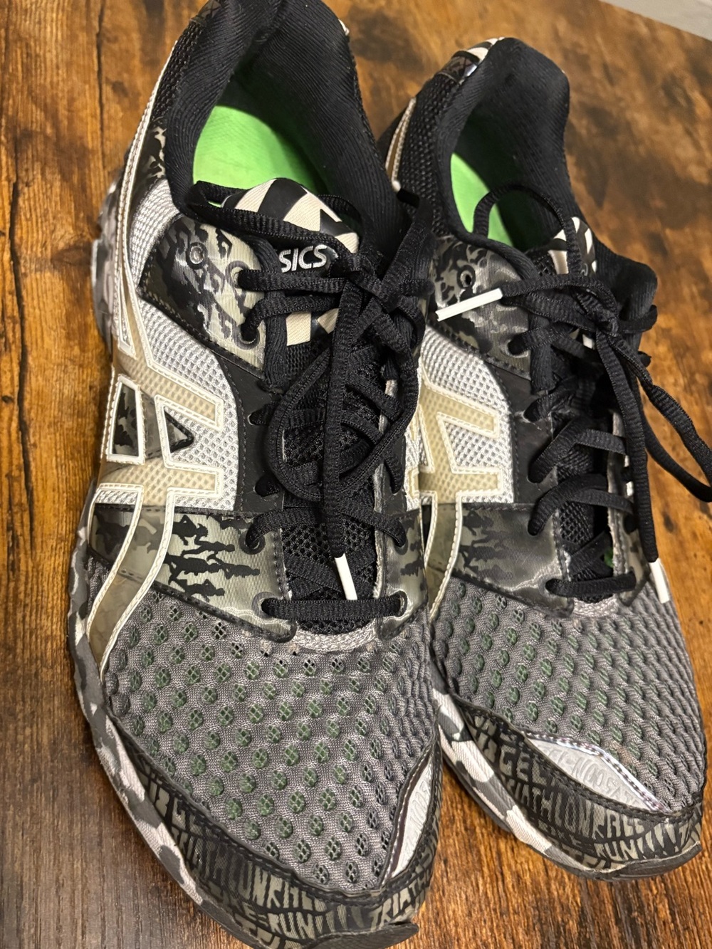 Asics Men's Athletic Shoes Size 12 - Black, Gray & Green